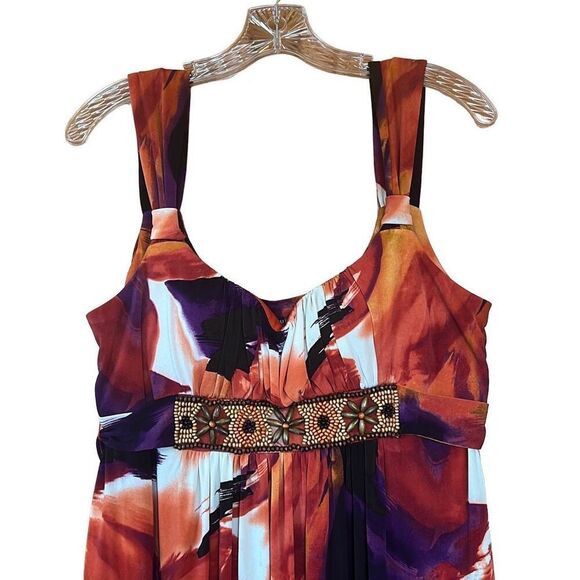 Bisou Bisou Michele Bohbot Beaded Floral Dress Sz 16 Multicolor Knee Length - Picture 4 of 11